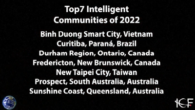 圖一: 智慧城市論壇ICF第 20 屆年度Top7 名單，包括澳大利亞、巴西、加拿大、台灣（新北市）和越南共七座城市。